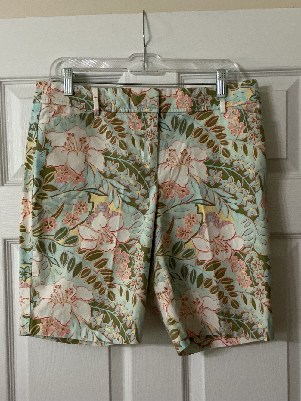 Talbots Floral Cotton Blend Shorts in Mint, Pink & Olive